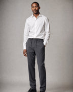 Men's Drawstring Straight Trousers worn, three-quarter view | Belmorne