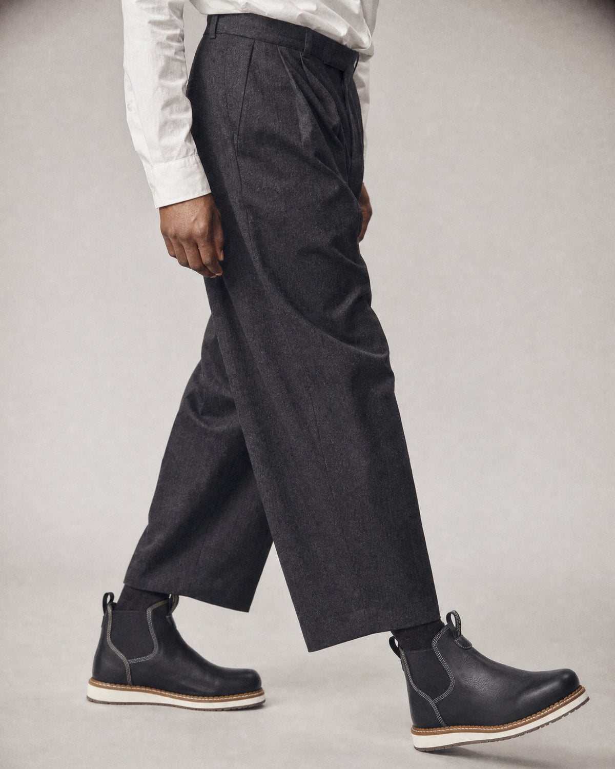 Men's Elastic-Side Ankle Boots worn, three-quarter view | Belmorne