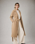 Women's Belted Trench Coat worn, three-quarter view | Belmorne