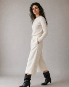 Women's Faux-Leather Fold-Over Boots worn, three-quarter view | Belmorne