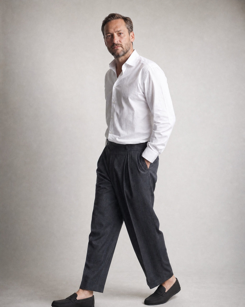 Men's Penny Loafers worn, three-quarter view | Belmorne
