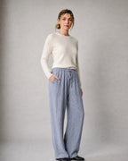 Women's Cotton-Linen Wide-Leg Trousers worn, three-quarter view | Belmorne