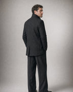 Men's Wool Stand-Collar Coat worn, back | Belmorne