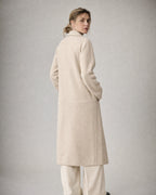 Women's Long Lapel Coat worn, back | Belmorne