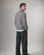 Men's Stand-Collar Knit Cardigan worn, back | Belmorne
