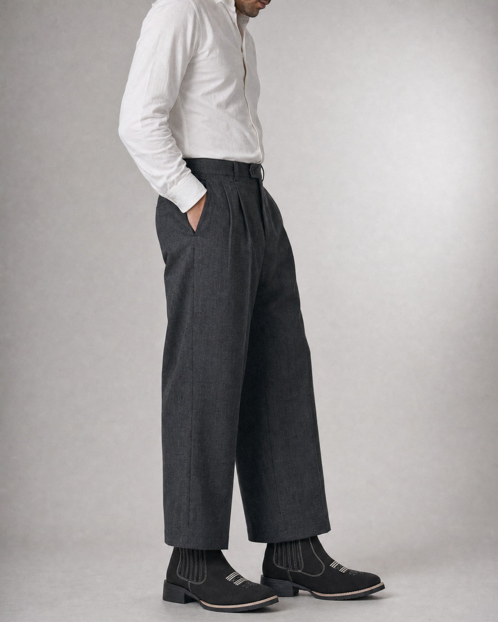 Men's Square-Toe Western Chelsea Boots worn, back | Belmorne