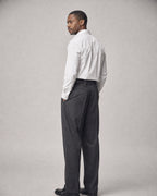 Men's Herringbone Pleated Trousers worn, back | Belmorne