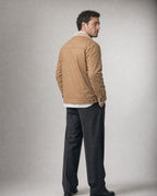 Men's Sherpa-Lined Trucker Jacket worn, back | Belmorne