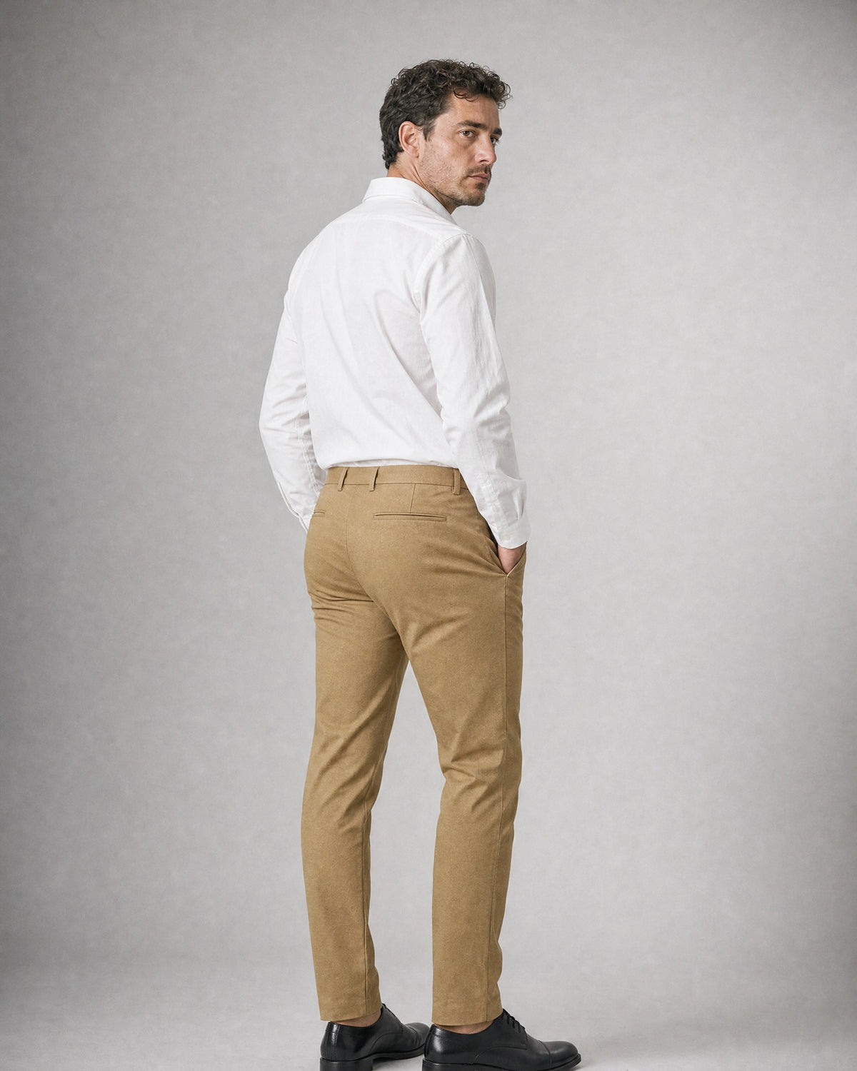 Men's Slim Stretch Chinos worn, back | Belmorne