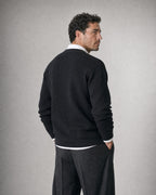 Men's Waffle-Knit Henley worn, back | Belmorne