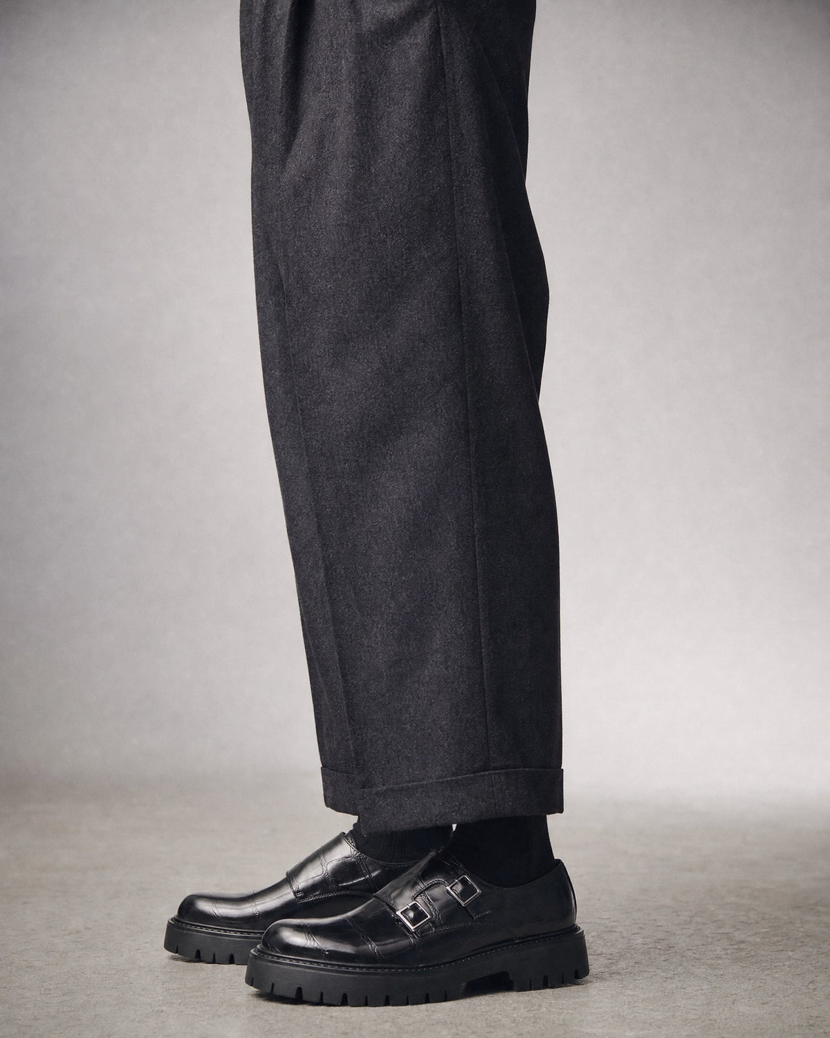 Men's Double Monk Strap Shoes worn, back | Belmorne