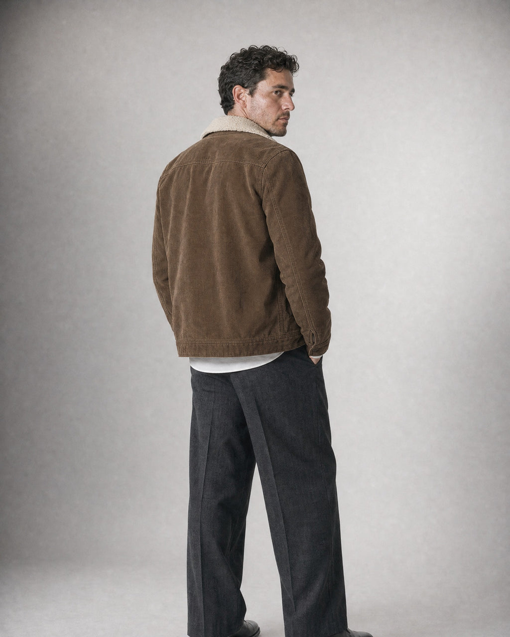 Men's Cotton Corduroy Jacket worn, back | Belmorne