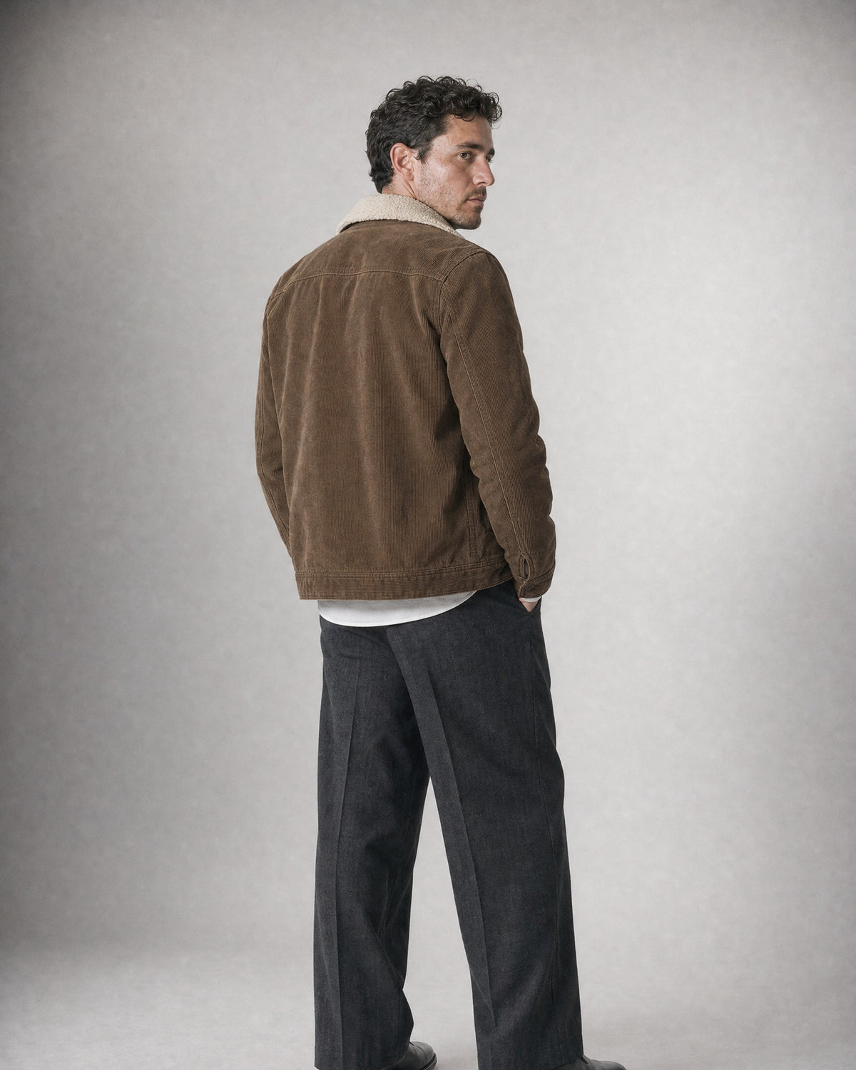 Men's Cotton Corduroy Jacket worn, back | Belmorne