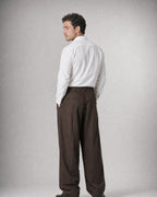 Men's Double-Pleat Wide-Leg Trousers worn, back | Belmorne