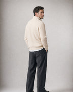 Men's Quarter-Zip Knit Sweater worn, back | Belmorne