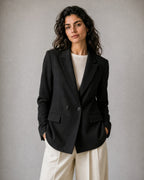 Women's Double-Breasted Blazer worn, front | Belmorne