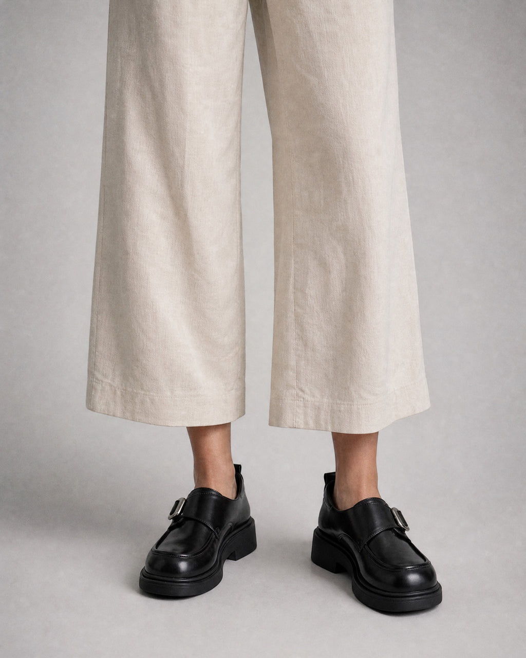 Women's Buckle Platform Loafers worn, front | Belmorne