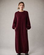 Women's Long Knit Sweater Dress worn, front | Belmorne