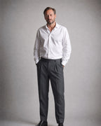 Men's Tailored Straight Trousers worn, front | Belmorne
