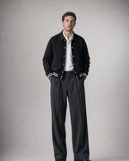 Men's Suede-Look Varsity Jacket worn, front | Belmorne