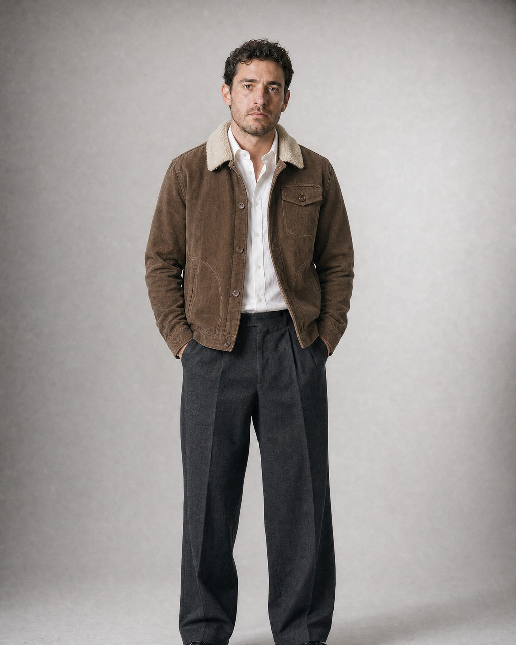 Men's Cotton Corduroy Jacket worn, front | Belmorne