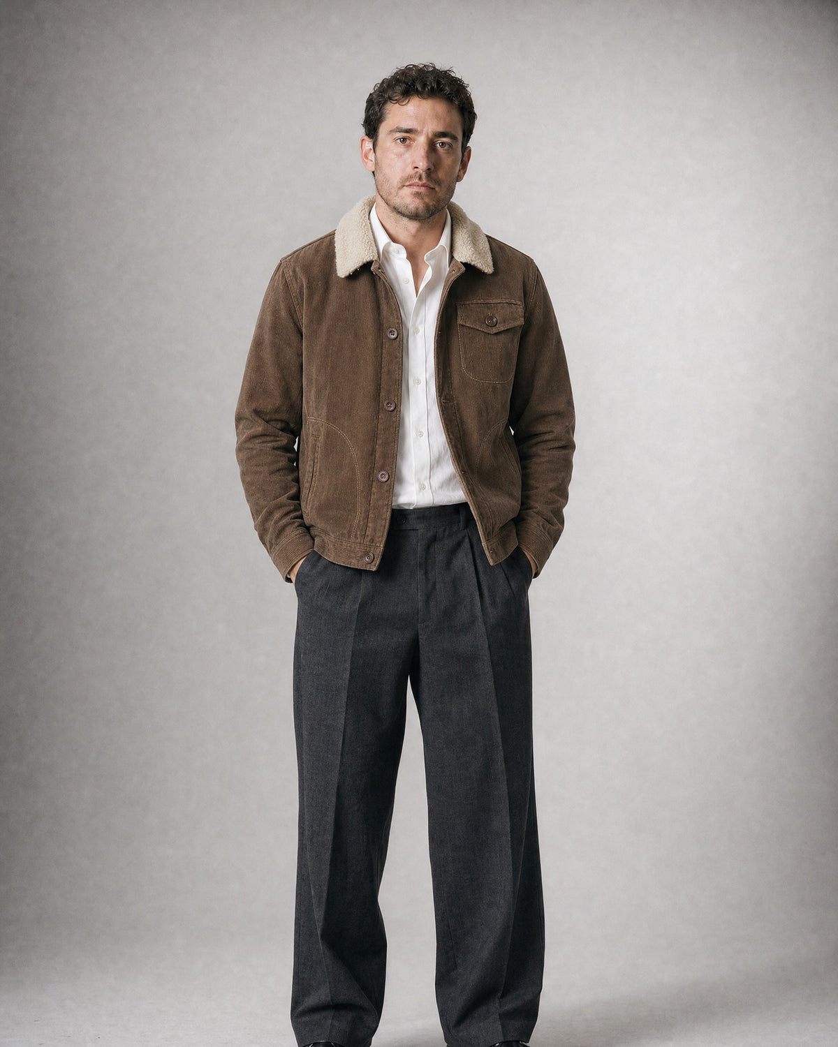 Men's Cotton Corduroy Jacket worn, front | Belmorne