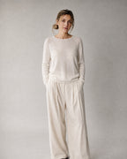 Women's Relaxed Crew-Neck Sweater worn, front | Belmorne
