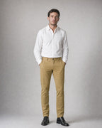 Men's Slim Stretch Chinos worn, front | Belmorne