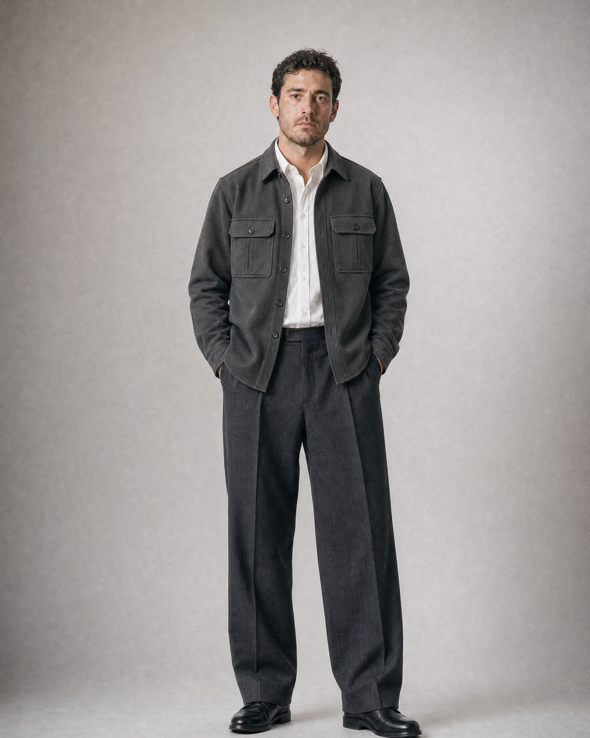 Men's Flap-Pocket Shirt Jacket worn, front | Belmorne