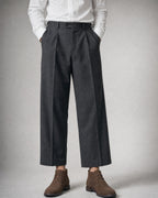 Men's Faux Suede Chukka Boots worn, front | Belmorne