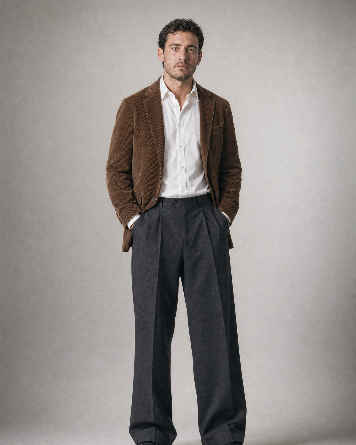 Men's Corduroy Blazer worn, front | Belmorne