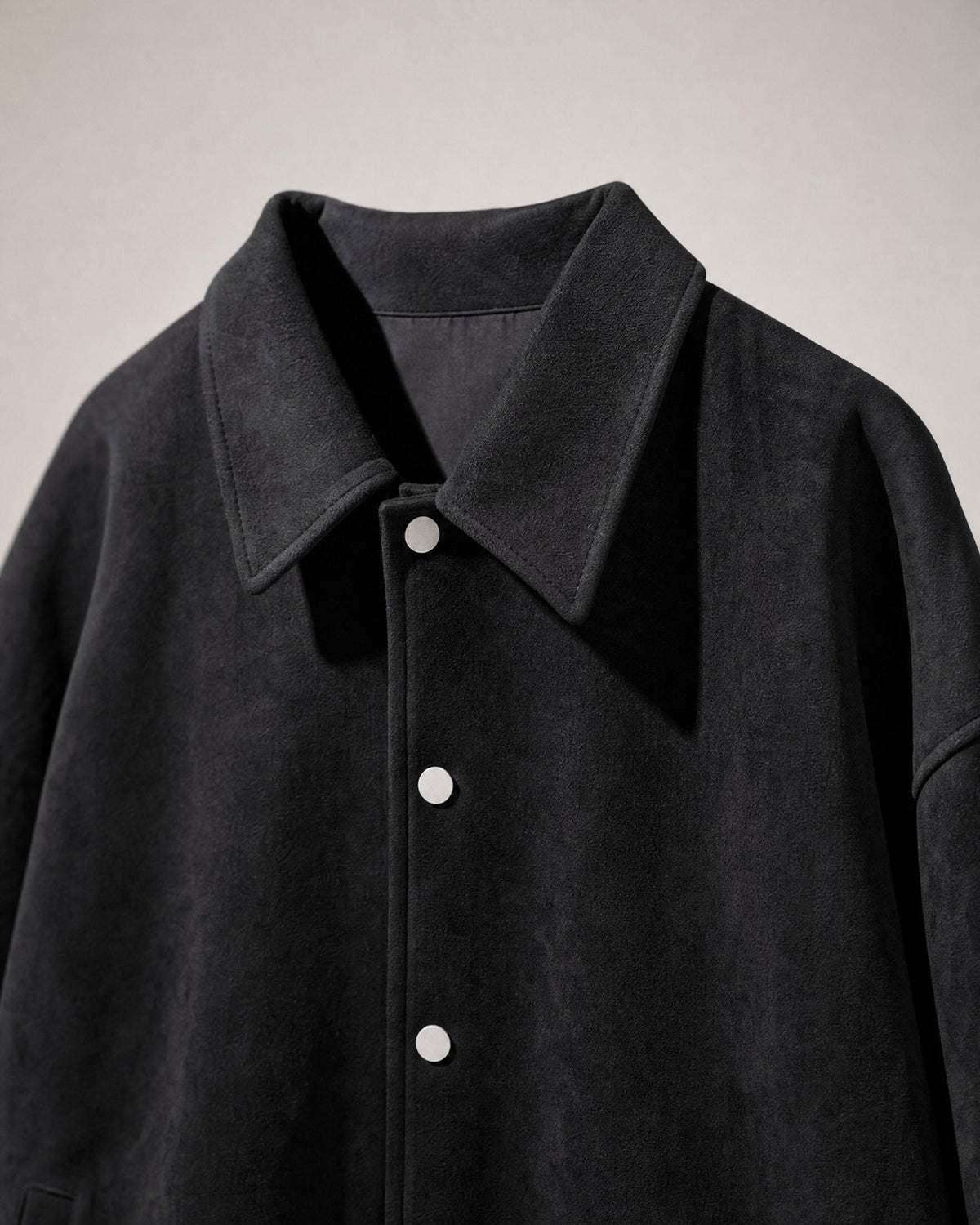 Men's Suede-Look Varsity Jacket detail | Belmorne