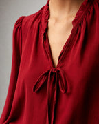 Women's Chiffon Tie-Neck Blouse detail | Belmorne