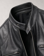 Men's Faux-Leather Racer Jacket detail | Belmorne