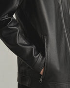 Men's Faux-Leather Racer Jacket detail | Belmorne