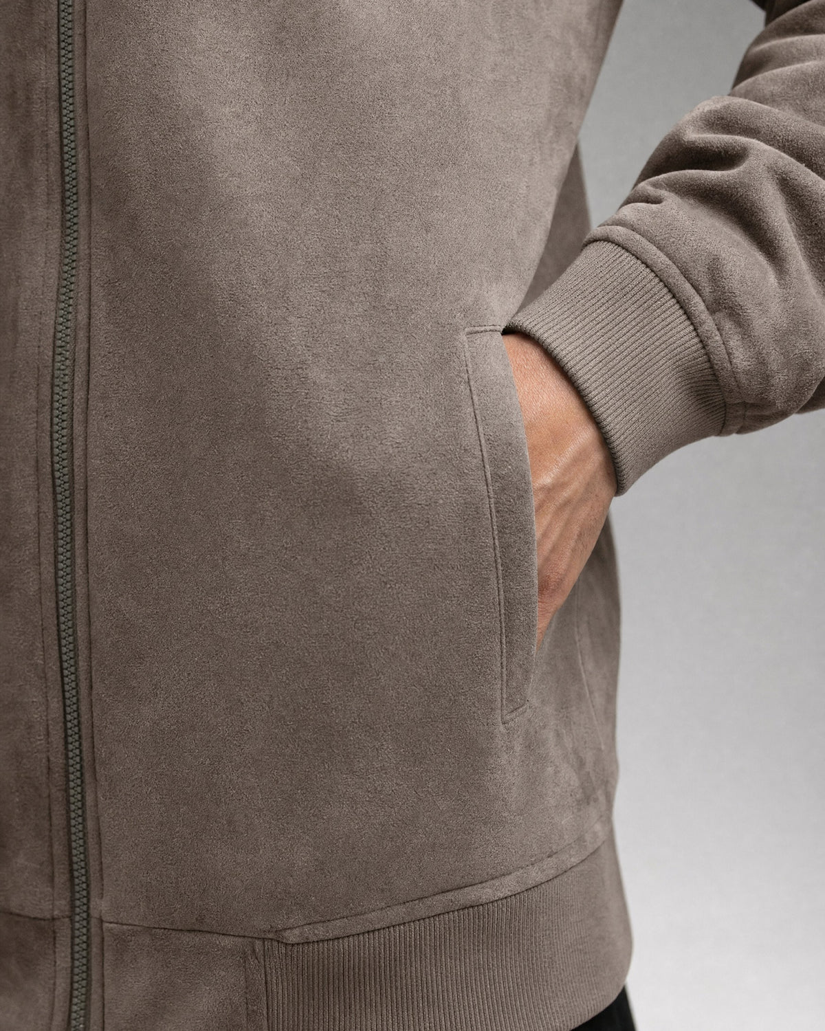 Men's Suede-Look Zip Jacket detail | Belmorne