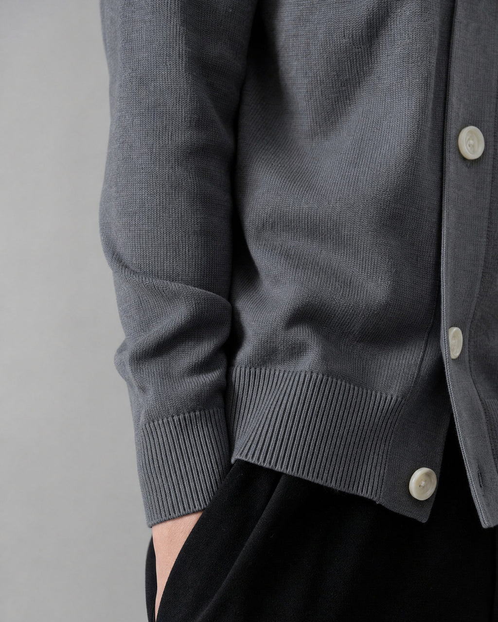 Men's Collared Knit Cardigan detail | Belmorne