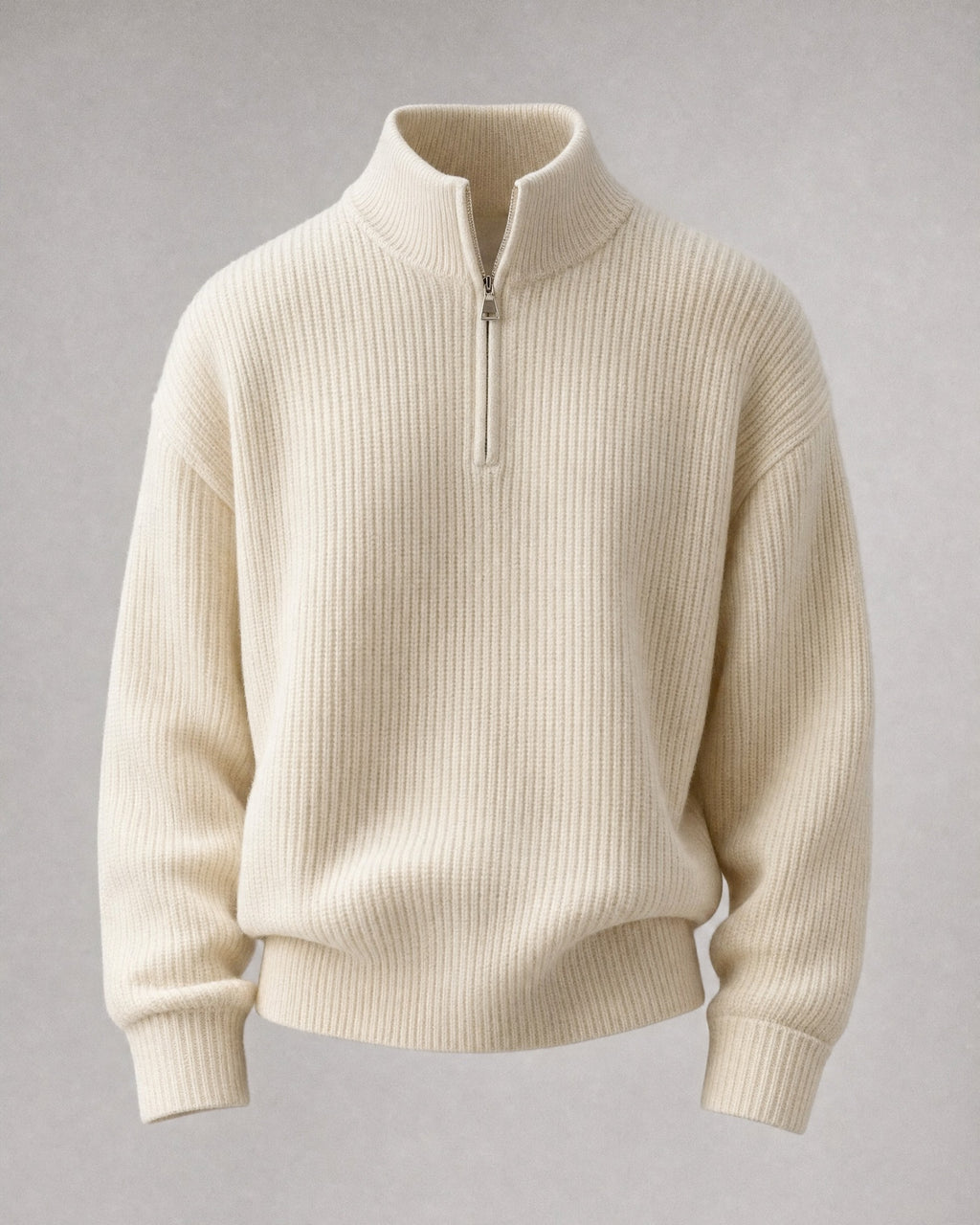 Men's Quarter-Zip Knit Sweater in Apricot | Belmorne