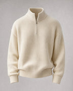 Men's Quarter-Zip Knit Sweater in Apricot | Belmorne
