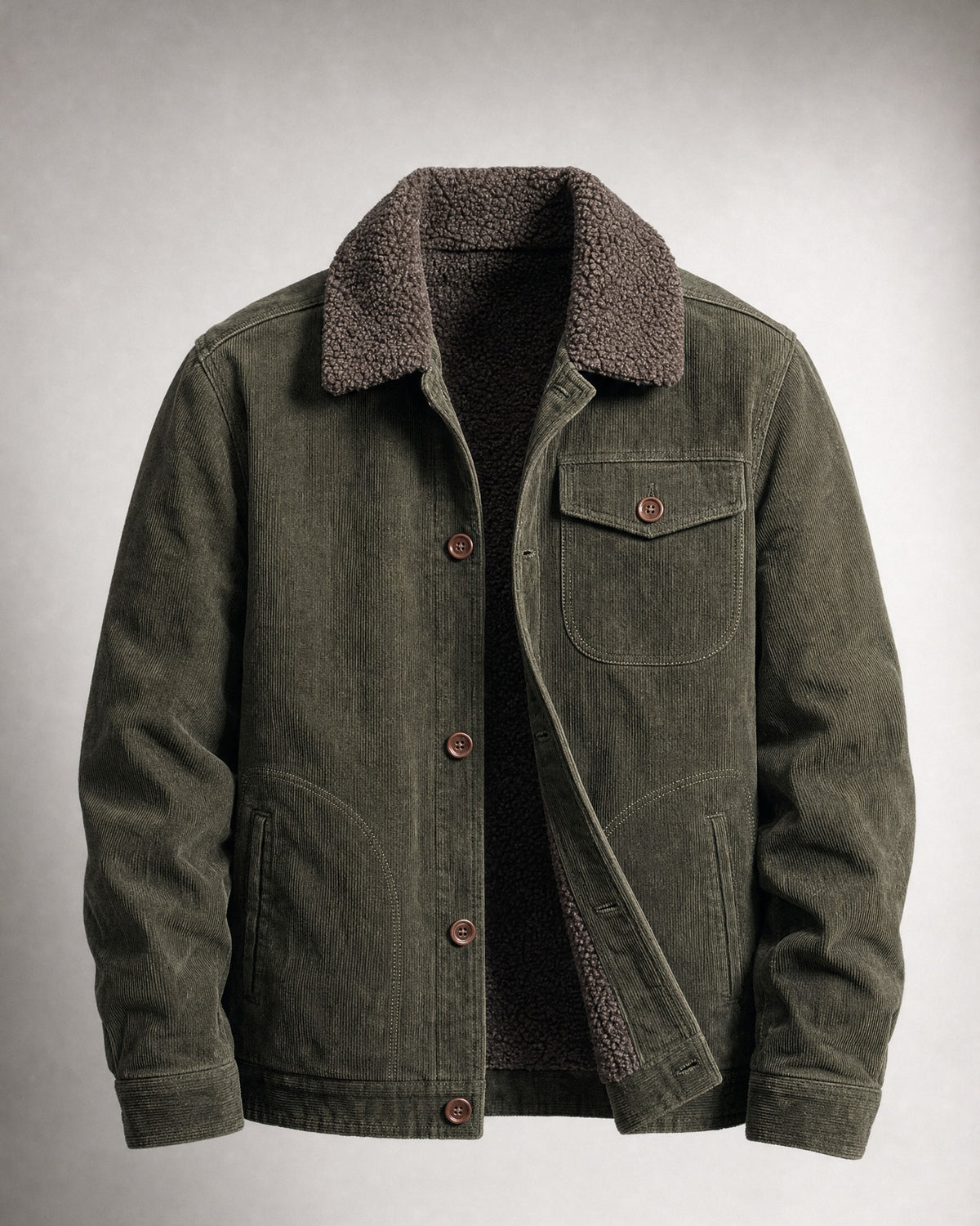 Men's Cotton Corduroy Jacket in Army Green | Belmorne
