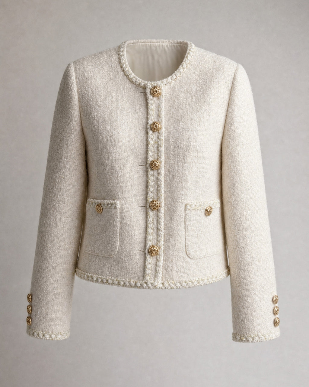 Women's Cropped Tweed Jacket in Beige | Belmorne