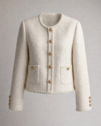 Women's Cropped Tweed Jacket in Beige | Belmorne