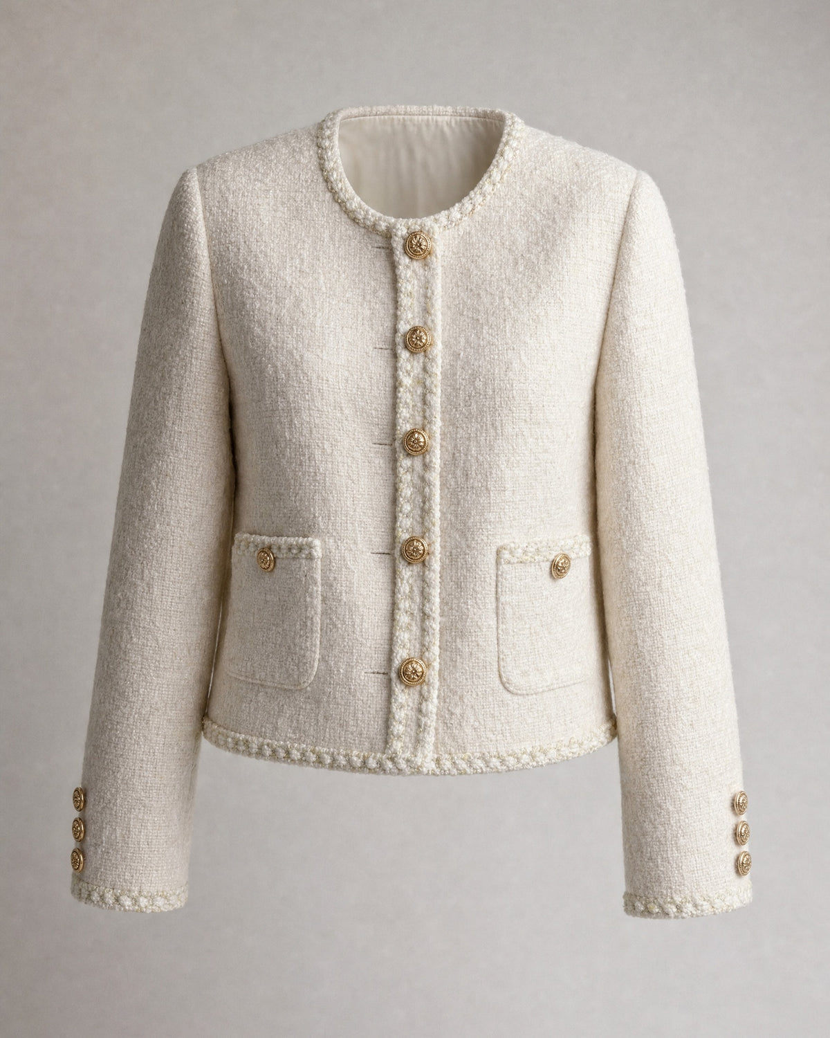 Women's Cropped Tweed Jacket in Beige | Belmorne