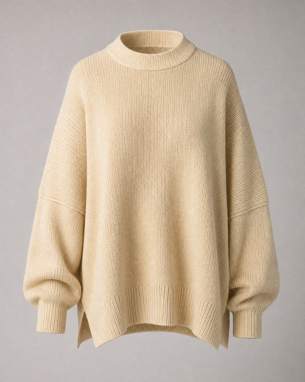 Women's Chunky-Knit Crew-Neck Sweater in Beige | Belmorne
