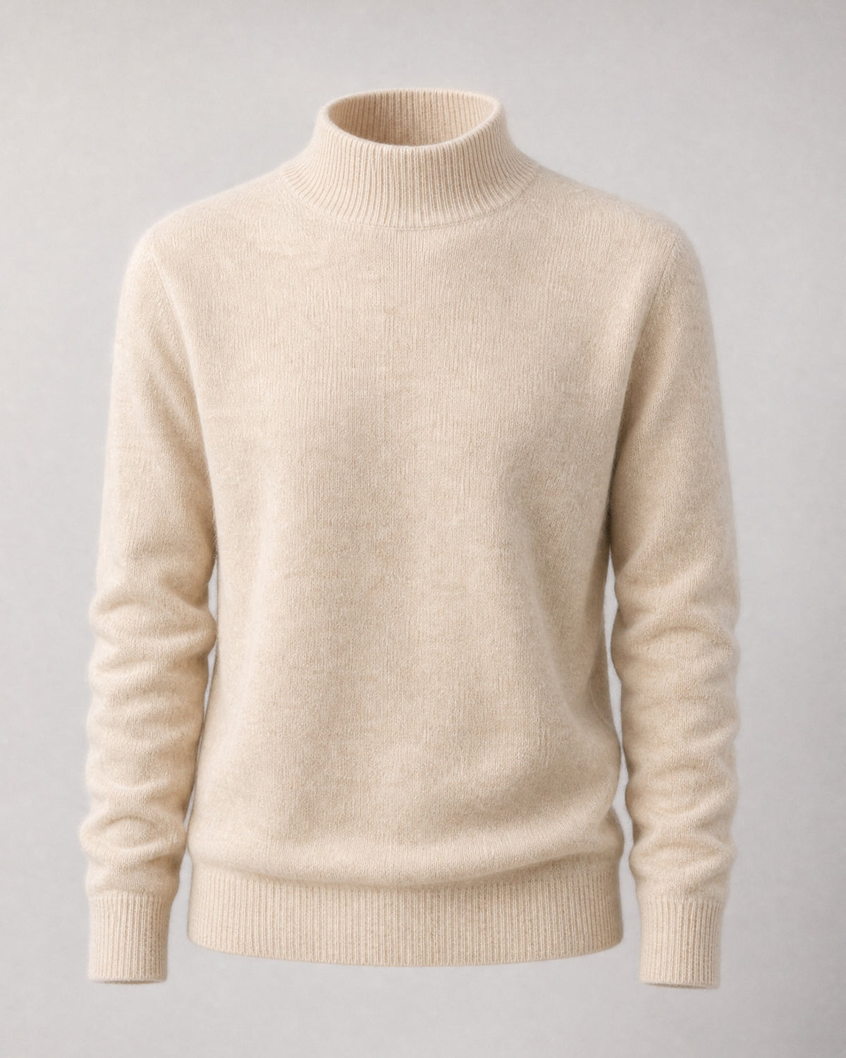 Women's Wool-Blend Mock-Neck Sweater in Beige | Belmorne
