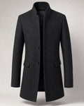 Men's Wool Stand-Collar Coat in Black | Belmorne