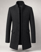 Men's Wool Stand-Collar Coat in Black | Belmorne