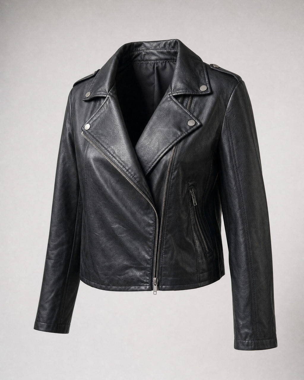 Women's Faux Leather Jacket in Black | Belmorne