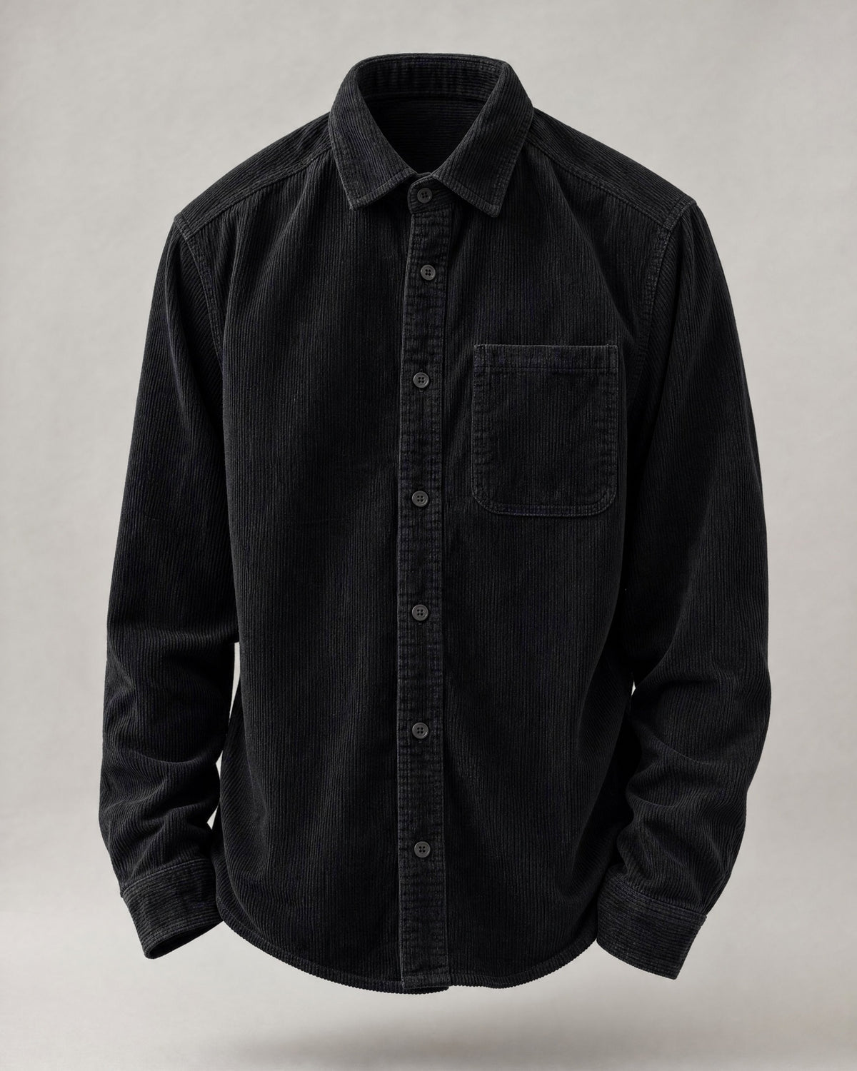 Men's Cotton Corduroy Shirt in Black | Belmorne