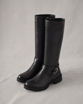 Women's Faux-Leather Riding Boots in Black | Belmorne